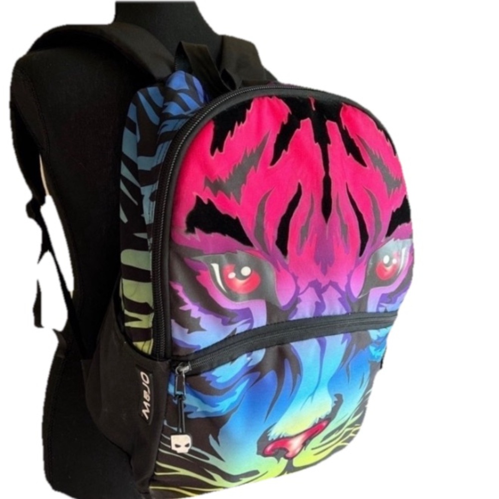 Mojo Rainbow Tiger Padded Backpack Adjustable Straps Tablet Sleeve School 12x17